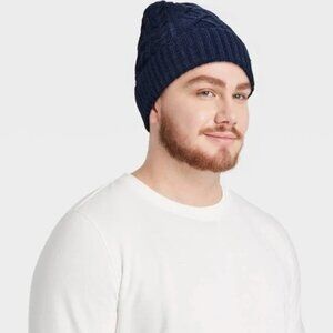 Mens Dark Blue One‎ Size Knit Beanie - Goodfellow & Co